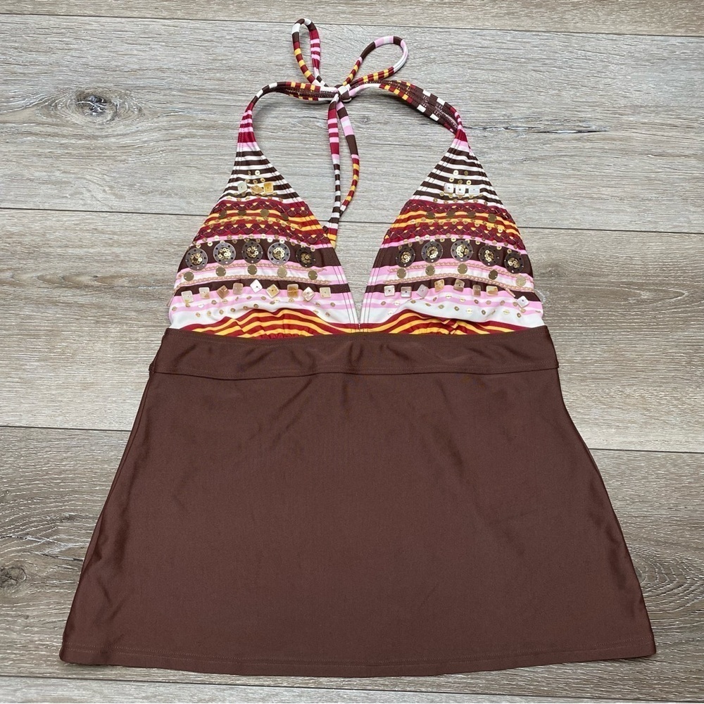 2Bamboo Women’s Halter Multicolor Swim Top Small